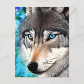 Hyperrealistic Wolf Digital Graphic Postcard