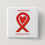 Hypertension (HTN) Awareness Red Heart Ribbon Pin