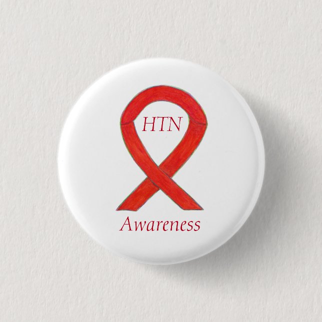 Hypertension (HTN) Awareness Ribbon Custom Pin (Front)