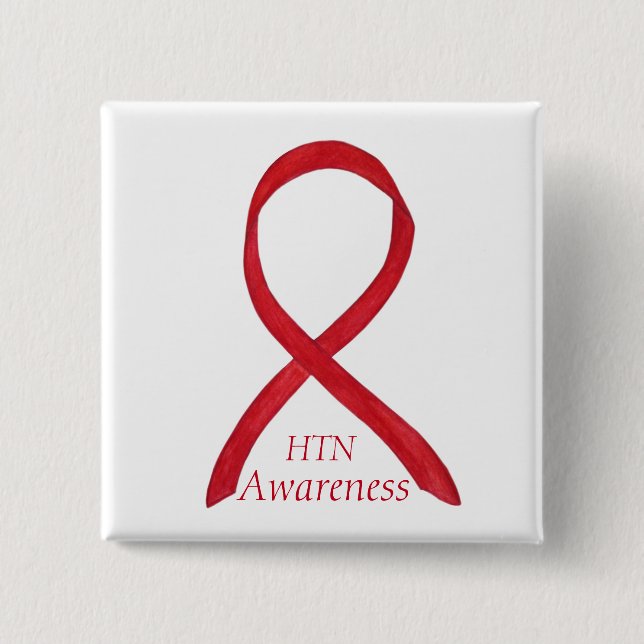 Hypertension (HTN) Awareness Ribbon Custom Pin (Front)