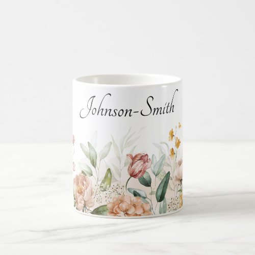 Hyphenated_Names Watercolor Floral 11 oz Classic Coffee Mug