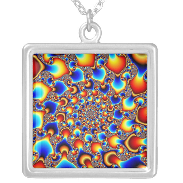 Hypn0sis - Fractal Art Silver Plated Necklace (Front)