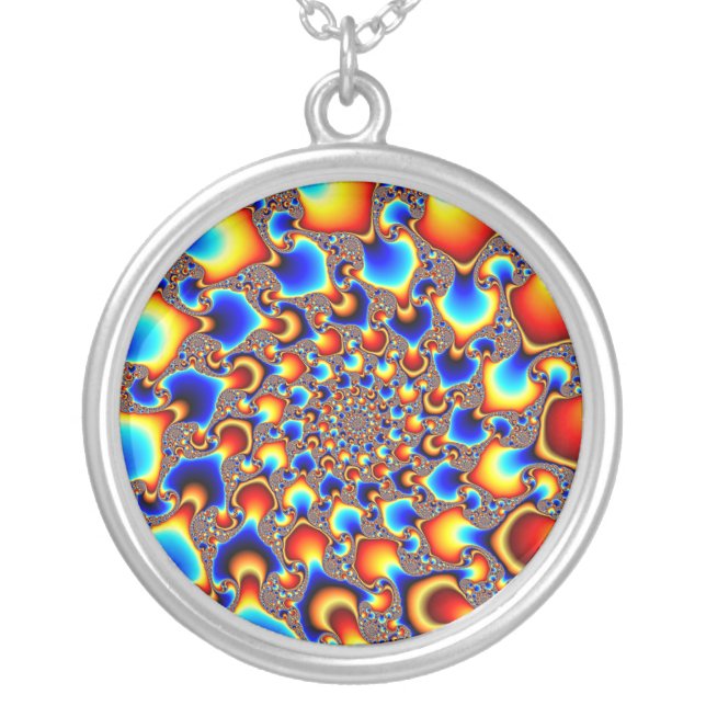 Hypn0sis - Fractal Art Silver Plated Necklace (Front)