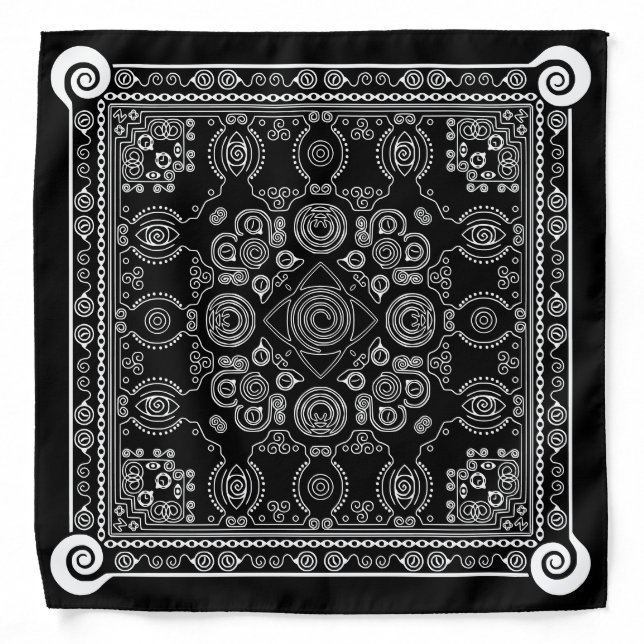 Hypno Hanky, Hypnosis Flagging Bandana On Black ! (Front)
