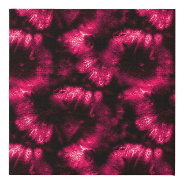 Hypno Pattern. Pink Shibori Fabric. Dark Hypno Spi Faux Canvas Print (Front)