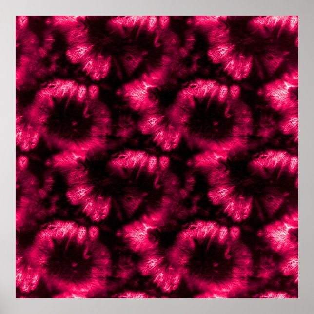 Hypno Pattern. Pink Shibori Fabric. Dark Hypno Spi Poster (Front)