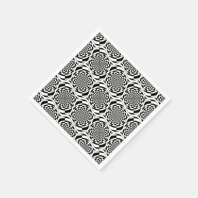 Hypnosis Pattern black white + your ideas Paper Napkins (Corner)