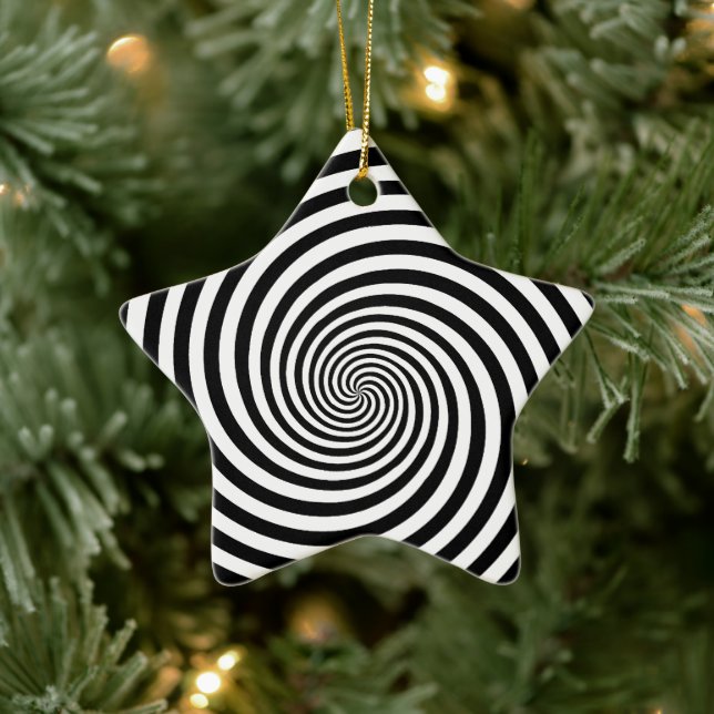 Hypnosis Spiral Star Shape Ceramic Ornament (Tree)