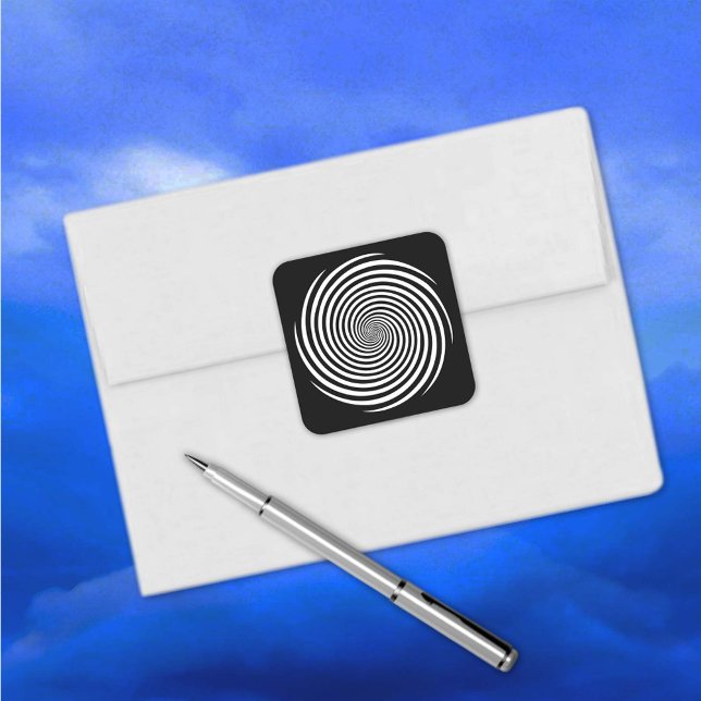 Hypnosis Spiral Stickers, Black Background Square Sticker (Whether you're decorating your laptop or notebook, this sticker brings a touch of whimsical flair!)