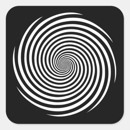 Hypnosis Spiral Stickers Black Background Square Sticker