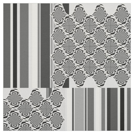 Hypnosis Stripes Pattern black & white + your idea Fabric