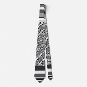 Hypnosis Stripes Pattern black & white + your idea Neck Tie