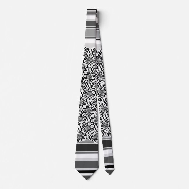 Hypnosis Stripes Pattern black & white + your idea Neck Tie (Front)