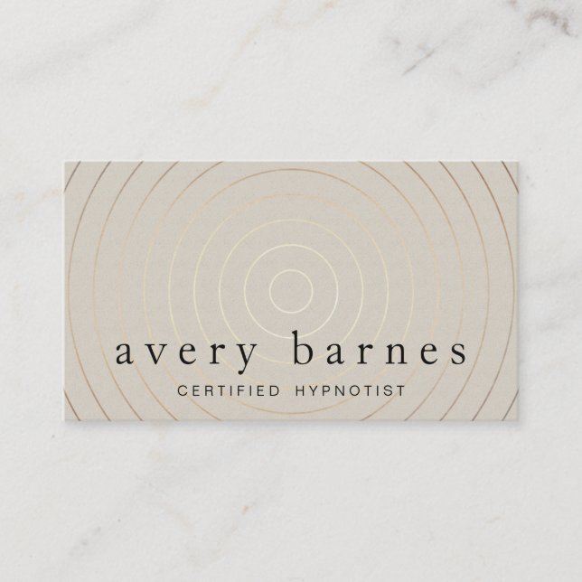 Hypnotherapist Modern Gold Circles Tan Business Card (Front)