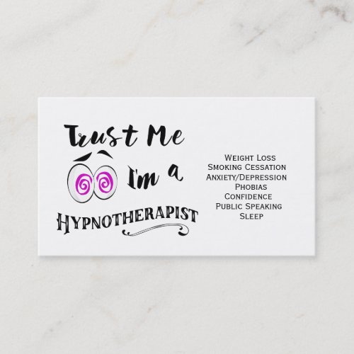 Hypnotherapy business card hypnotherapist holistic