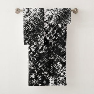 Hypnotic Abstract Black And White Modern Art Bath Towel Set