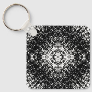 Hypnotic Abstract Black And White Modern Art Keychain