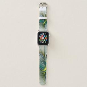 Hypnotic Abstract Golden Turquoise Teal Fractal Apple Watch Band