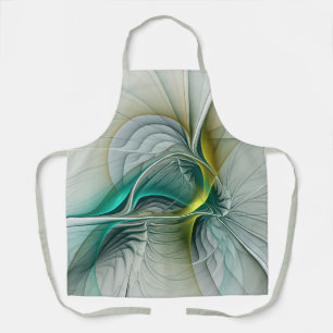 Hypnotic Abstract Golden Turquoise Teal Fractal Apron