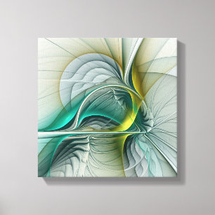 Hypnotic Abstract Golden Turquoise Teal Fractal Canvas Print
