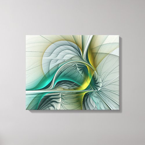 Hypnotic Abstract Golden Turquoise Teal Fractal Canvas Print