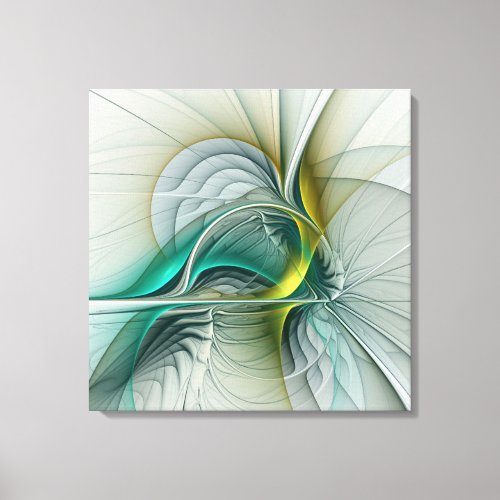 Hypnotic Abstract Golden Turquoise Teal Fractal Canvas Print