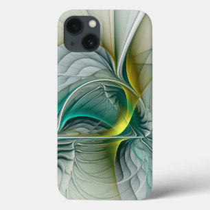 Hypnotic Abstract Golden Turquoise Teal Fractal iPhone 13 Case