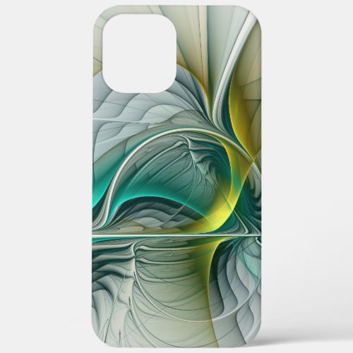 Hypnotic Abstract Golden Turquoise Teal Fractal iPhone 12 Pro Max Case