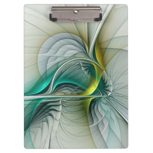 Hypnotic Abstract Golden Turquoise Teal Fractal Clipboard