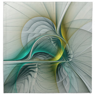 Hypnotic Abstract Golden Turquoise Teal Fractal Cloth Napkin