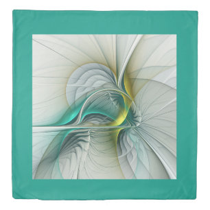 Hypnotic Abstract Golden Turquoise Teal Fractal Duvet Cover