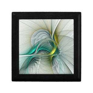Hypnotic Abstract Golden Turquoise Teal Fractal Gift Box