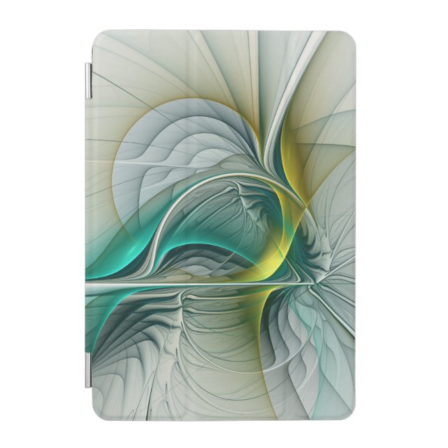 Hypnotic Abstract Golden Turquoise Teal Fractal iPad Mini Cover (Front)
