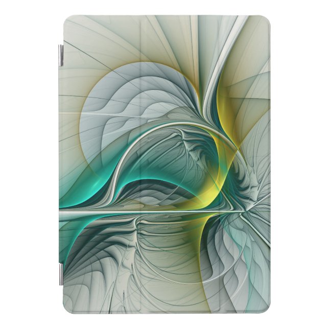 Hypnotic Abstract Golden Turquoise Teal Fractal iPad Pro Cover (Front)