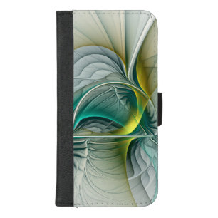 Hypnotic Abstract Golden Turquoise Teal Fractal iPhone 8/7 Plus Wallet Case