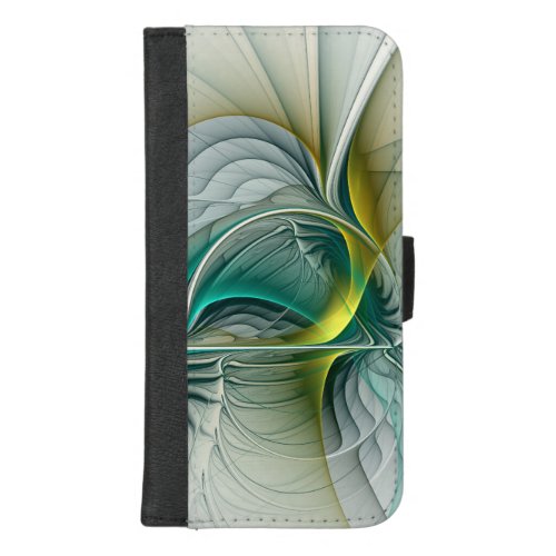 Hypnotic Abstract Golden Turquoise Teal Fractal iPhone 87 Plus Wallet Case