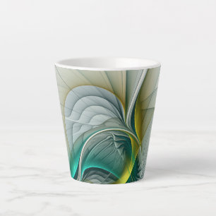 Hypnotic Abstract Golden Turquoise Teal Fractal Latte Mug