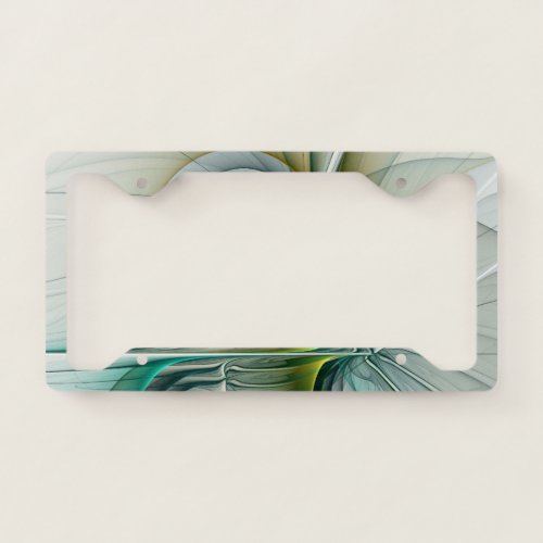 Hypnotic Abstract Golden Turquoise Teal Fractal License Plate Frame