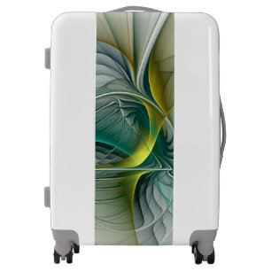 Hypnotic Abstract Golden Turquoise Teal Fractal Luggage