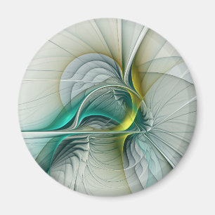Hypnotic Abstract Golden Turquoise Teal Fractal Magnet