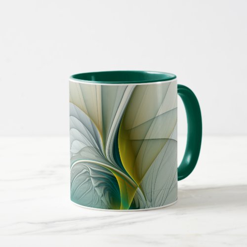 Hypnotic Abstract Golden Turquoise Teal Fractal Mug