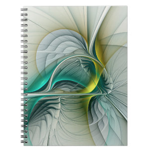 Hypnotic Abstract Golden Turquoise Teal Fractal Notebook