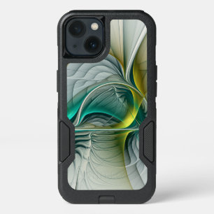 Hypnotic Abstract Golden Turquoise Teal Fractal iPhone 13 Case
