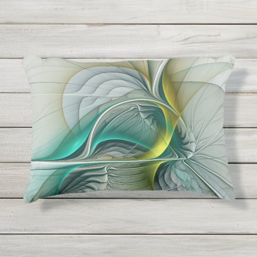 Hypnotic Abstract Golden Turquoise Teal Fractal Outdoor Pillow