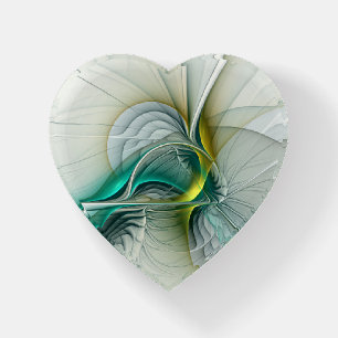Hypnotic Abstract Golden Turquoise Teal Fractal Paperweight