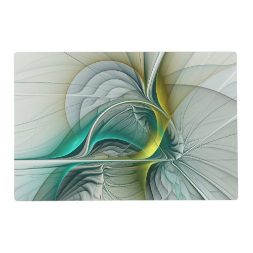 Hypnotic Abstract Golden Turquoise Teal Fractal Placemat