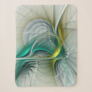 Hypnotic Abstract Golden Turquoise Teal Fractal Sherpa Blanket