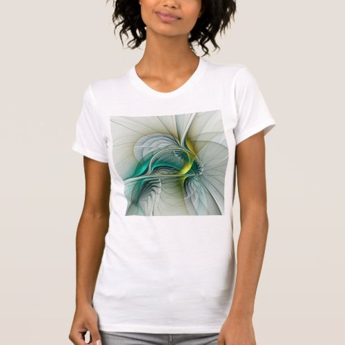 Hypnotic Abstract Golden Turquoise Teal Fractal T_Shirt