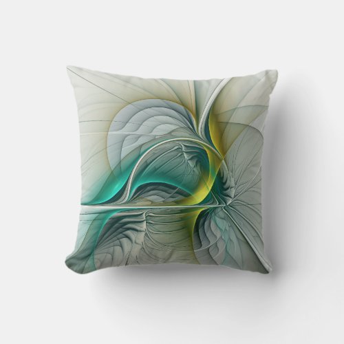 Hypnotic Abstract Golden Turquoise Teal Fractal Throw Pillow