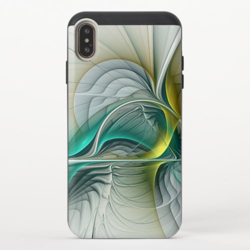 Hypnotic Abstract Golden Turquoise Teal Fractal iPhone XS Max Slider Case